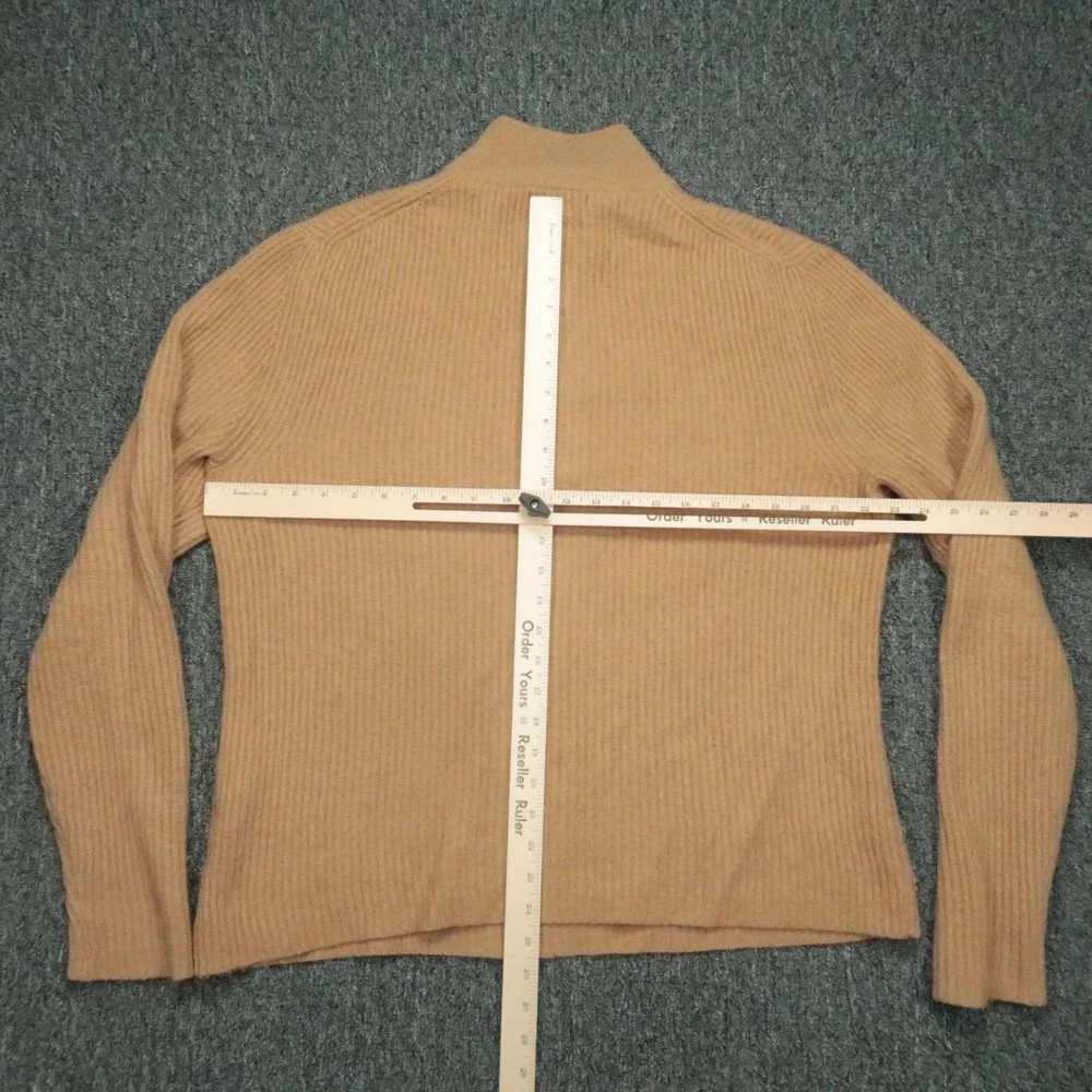 Banana Republic Sweater Men Large Brown Half Zip Pullover Ribbed Wool Camel Hair
